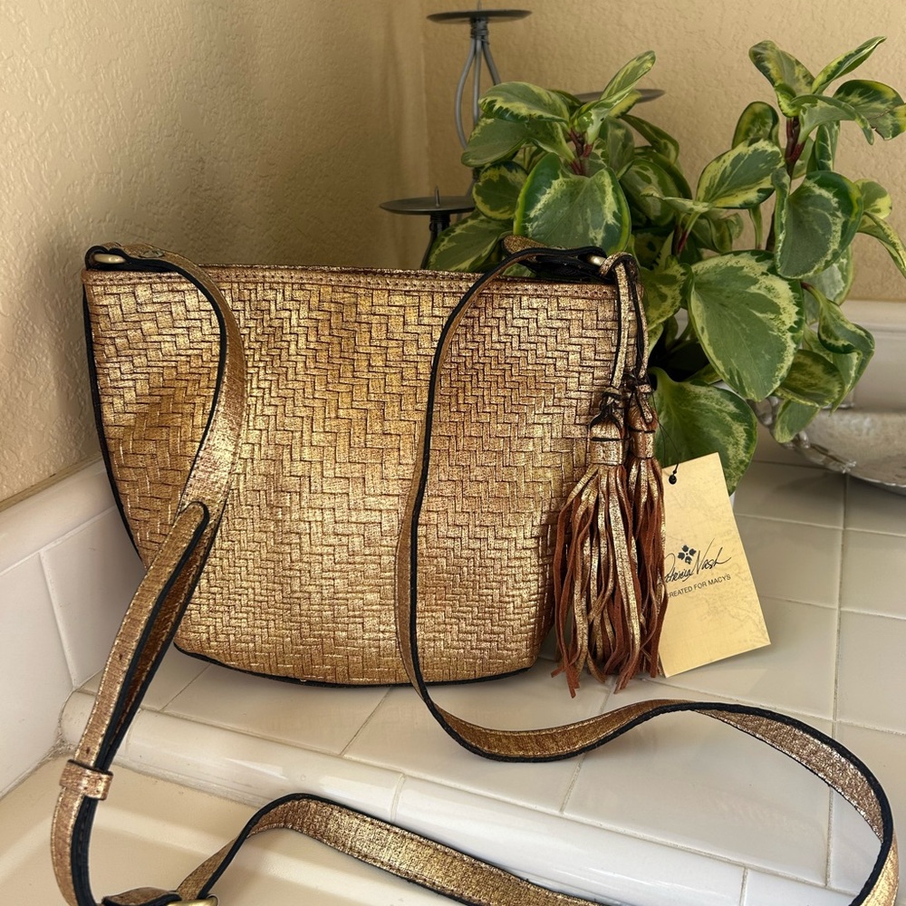 Patricia Nash Gold Crossbody Bag with Woven Design